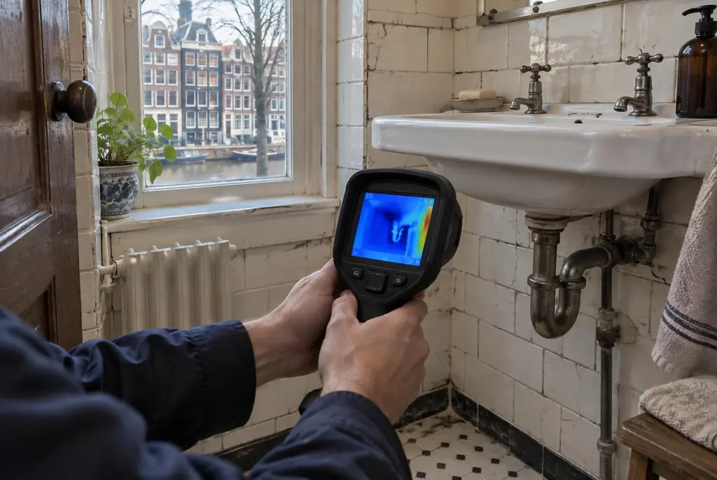 Lekdetectie Abcoude – badkamer met oude leidingen achter de tegels