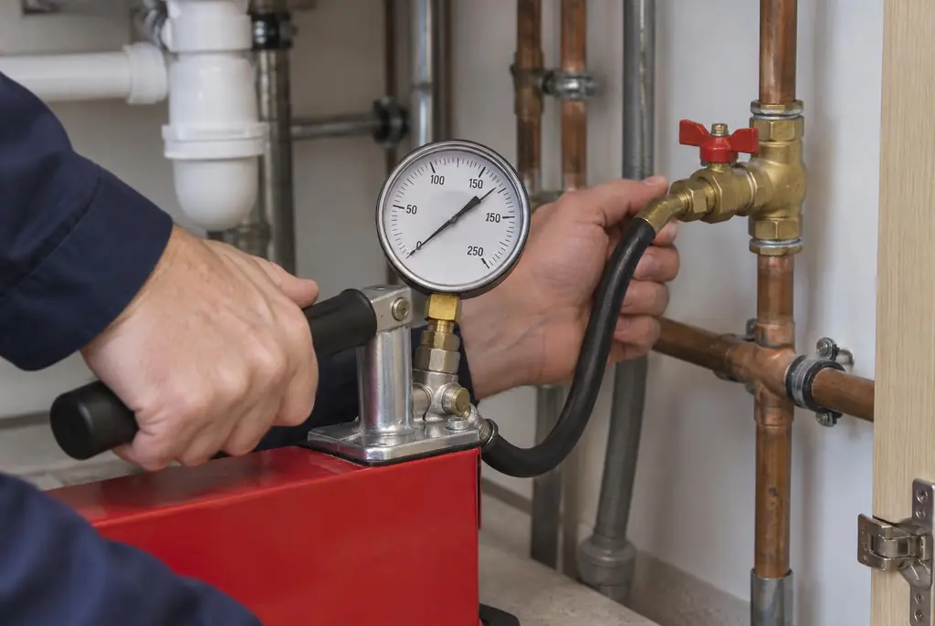 Lekdetectie Abcoude – druktest op een waterleiding met een manometer
