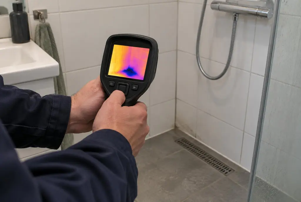 Lekdetectie Abcoude – lekdetectiespecialist met warmtebeeldcamera in een badkamer