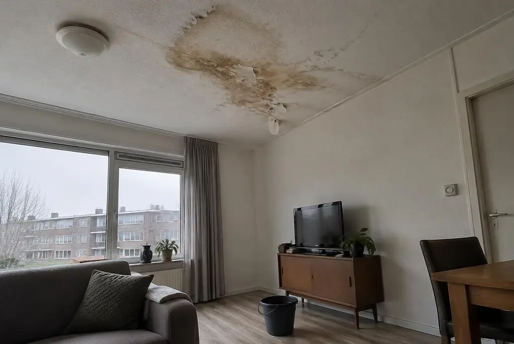 Lekdetectie Abcoude – vochtplek op het plafond onder een badkamer